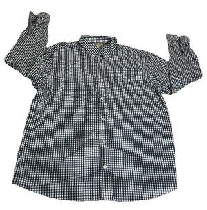 DULUTH TRADING CO Mens Blue Gingham WrinkleFighter Button Down Shirt 2XL